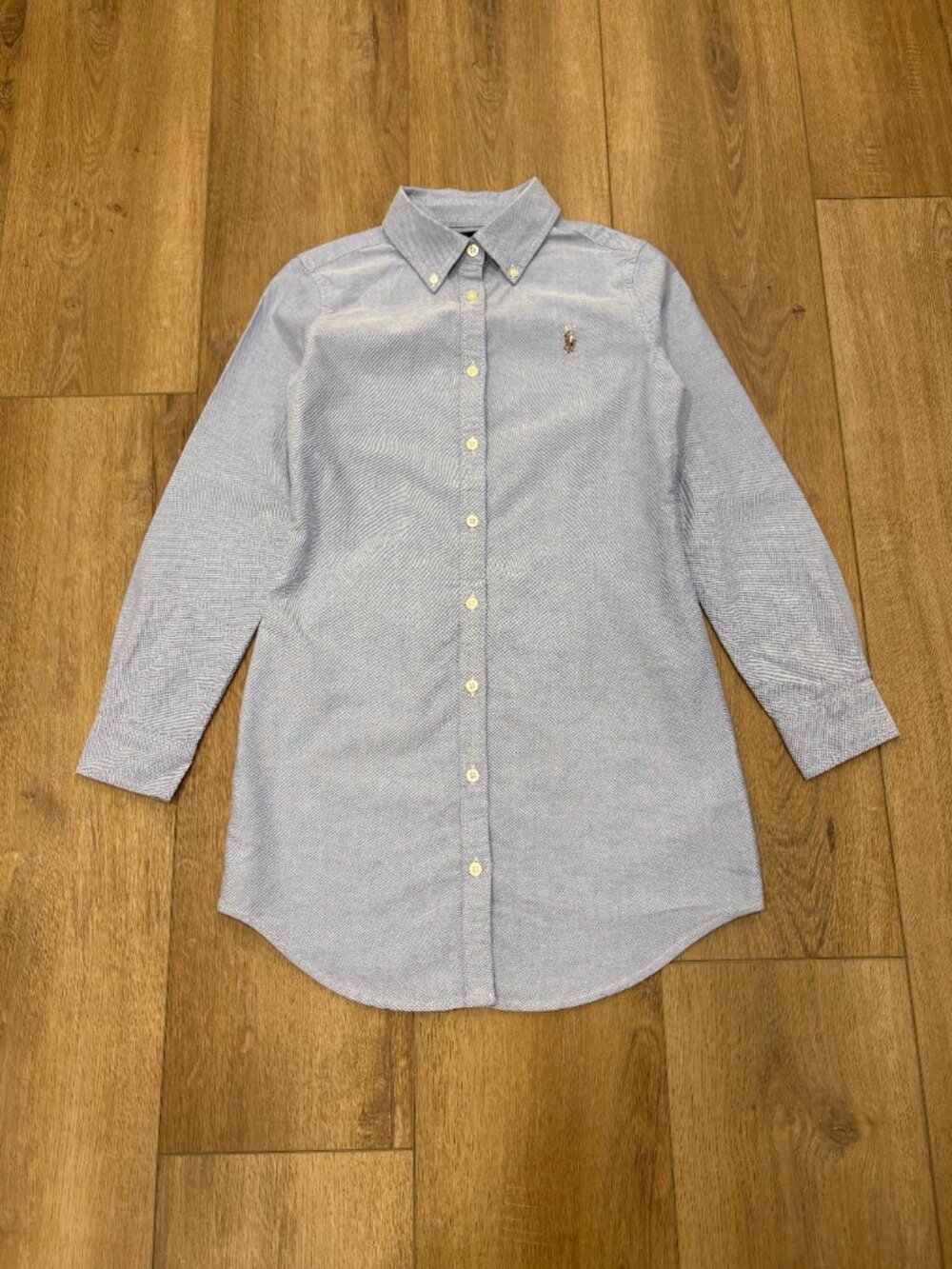 🌟 RALPH LAUREN 🌟 GIRLS OXFORD BUTTON FRONT SHIRT DRESS BLUE SZ 8